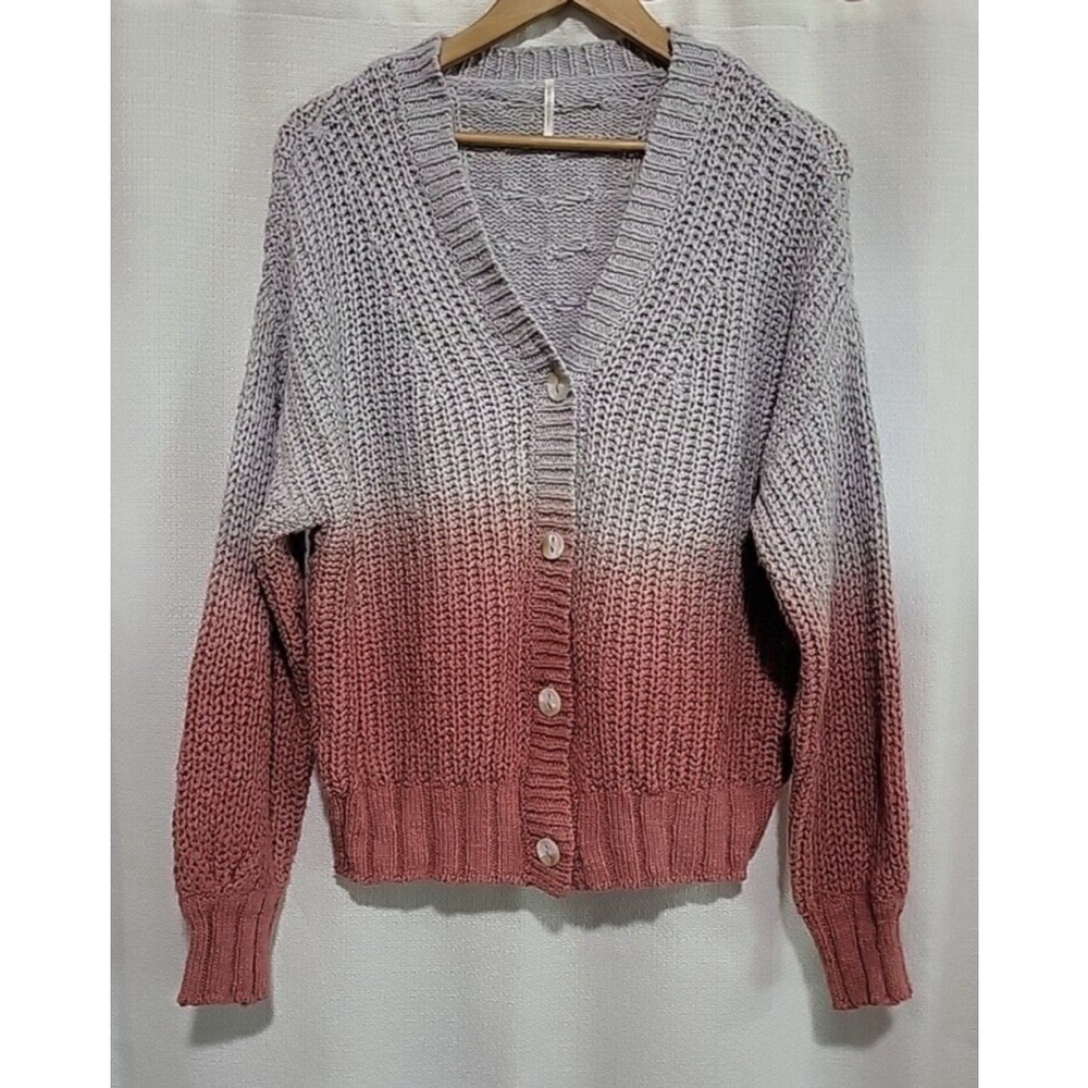 HelloNite Dip Dye Oversized Chunky Knit Sweater Cardigan Ombre Women's Size XS
